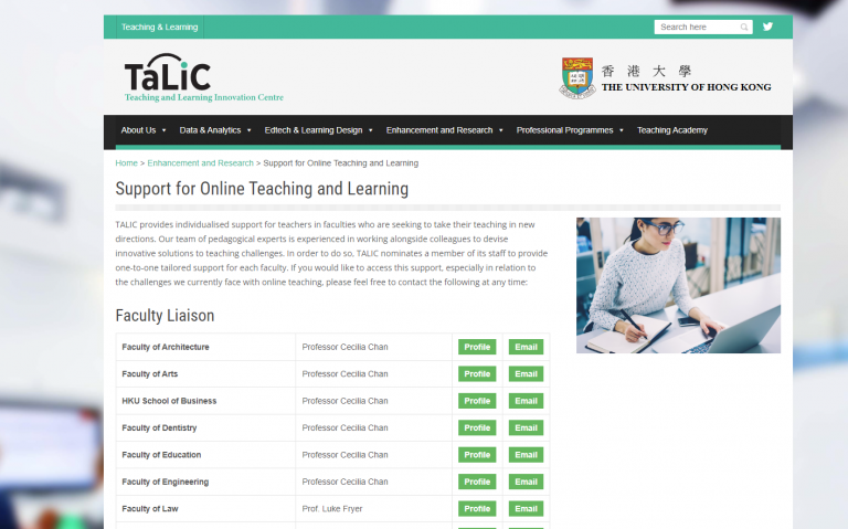 Support for Online Teaching and Learning