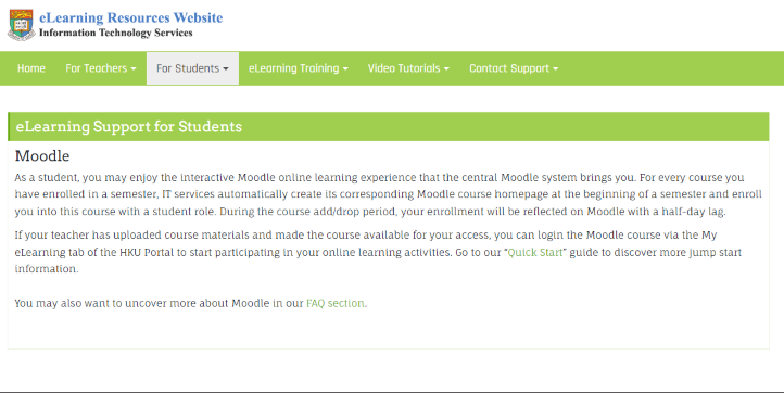 eLearning Support for Students