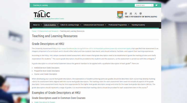 Grade Descriptors at HKU