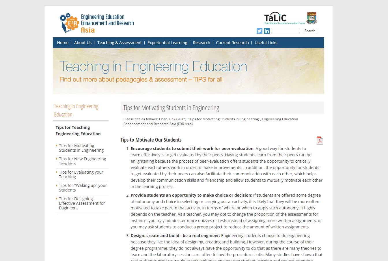 Tips for Teaching Engineering Education