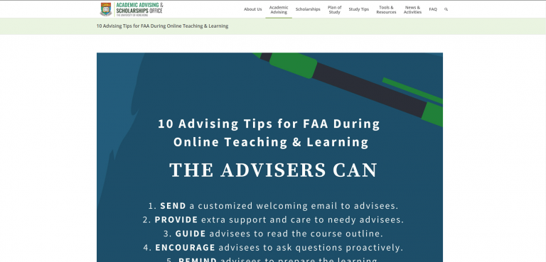 10 Advising Tips for FAA During Online Teaching & Learning