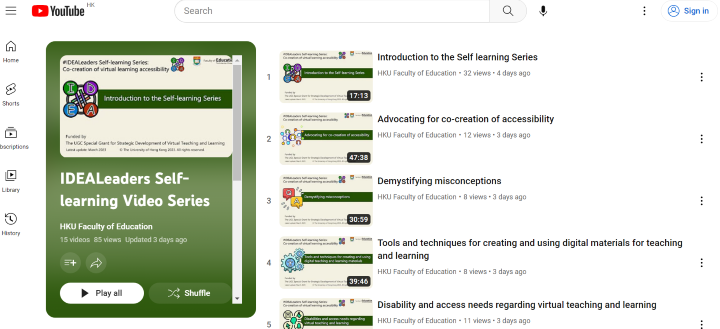 #IDEALeaders Self-Learning Video Series: Co-creation of virtual learning accessibility